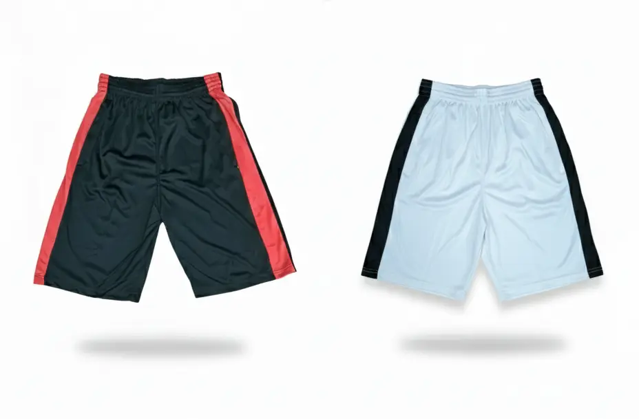 RLS Blank Basketball Shorts (Black/Red, XS)