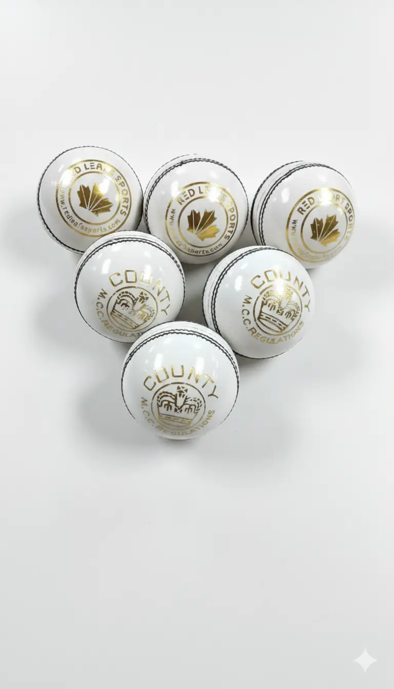Red Leafs County Cricket Leather Ball (Red)