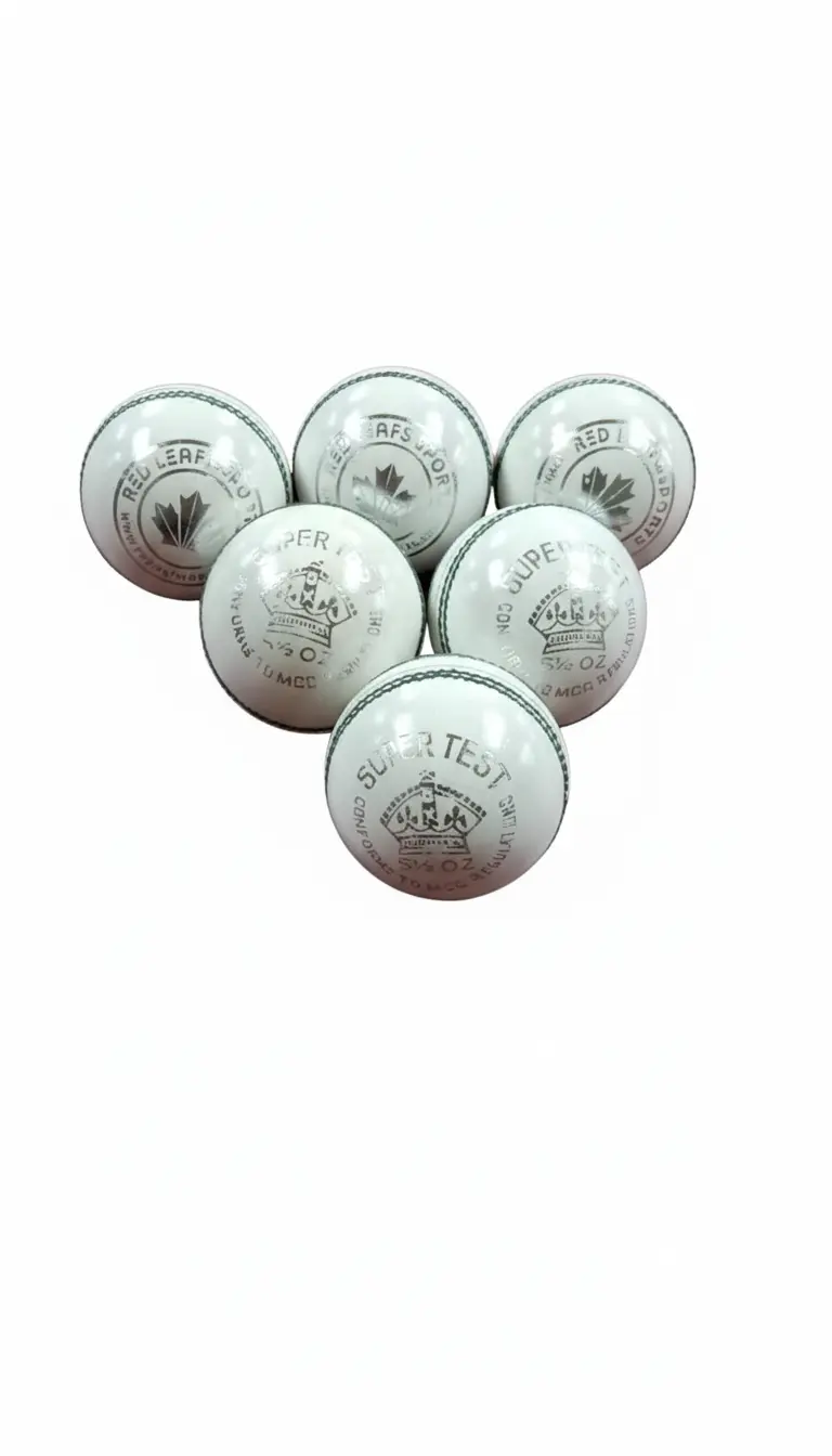 Red Leafs Super Test Cricket Leather Ball (Red)