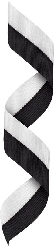 Black/White Neck Ribbon w Clip - RBV-129