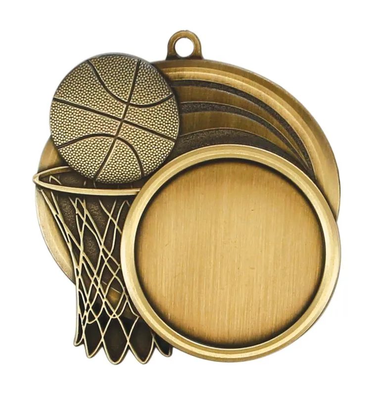 Sport Logo 2.5" Basketball Medal , Holds 1.5" Insert - MSI-2503 (Silver)