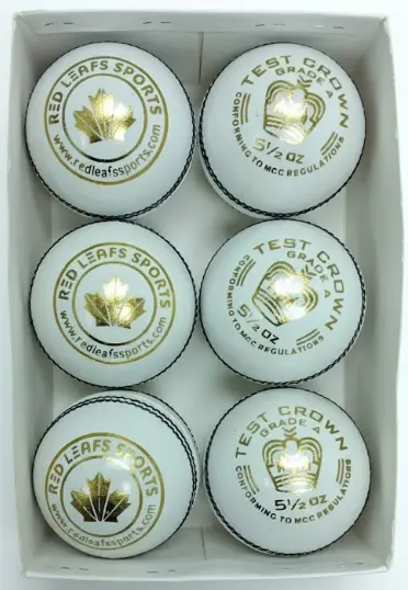 Red Leafs Test Crown Cricket Leather Ball