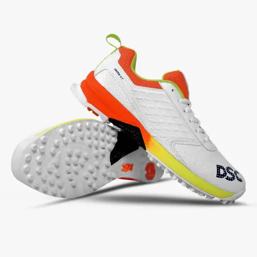 DSC Jaffa GT Cricket Shoes White/Green/Orange